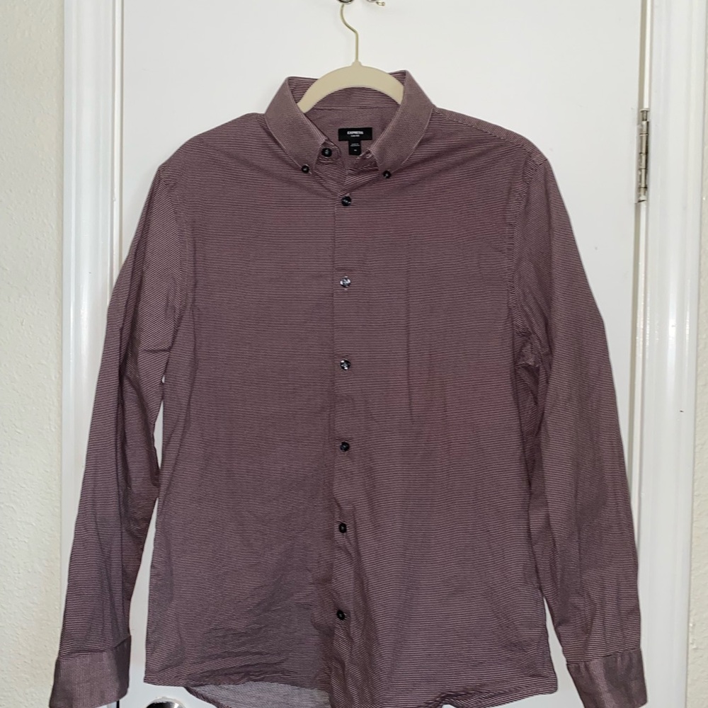 Express Red Casual Button Down Shirt